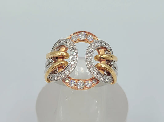 14k Tri Tone Gold Design Diamond .71cttw Band, Size 7