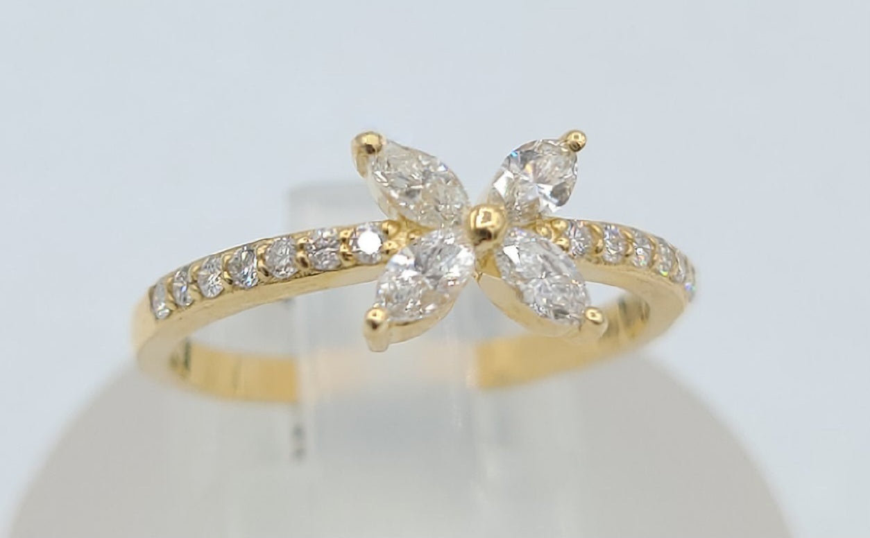 14k Yellow Gold Designed Inspired Diamond Ring