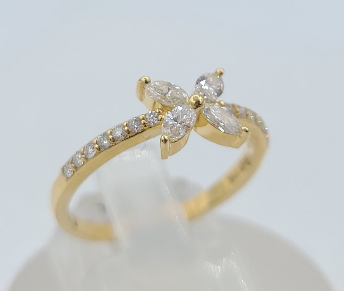 14k Yellow Gold Designed Inspired Diamond Ring